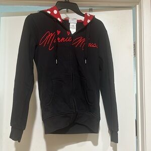 Euc Disneyland Minnie Mouse hooded zip up jacket with ears polka dots size small